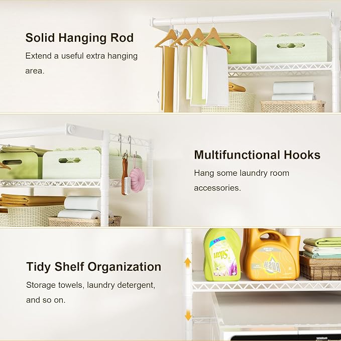 Ulif U11 Over Washer and Dryer Shelves, 3 Tiers Laundry Room Storage and - Image 6