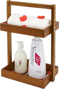 Utoplike Teak Wood Shower Caddy Corner, 2 Tier Bathroom Organizer Countertop by Utoplike