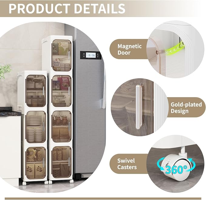 KHNR 5-Tiers Slim Bathroom Storage Cabinet, Foldable Storage Cabinets, Narrow - Image 4