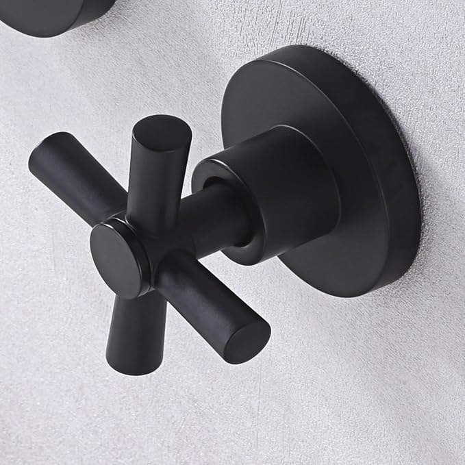 SUMERAIN Wall Mount Tub Filler Matte Black Bathtub Faucet High Flow Two Cross - Image 5