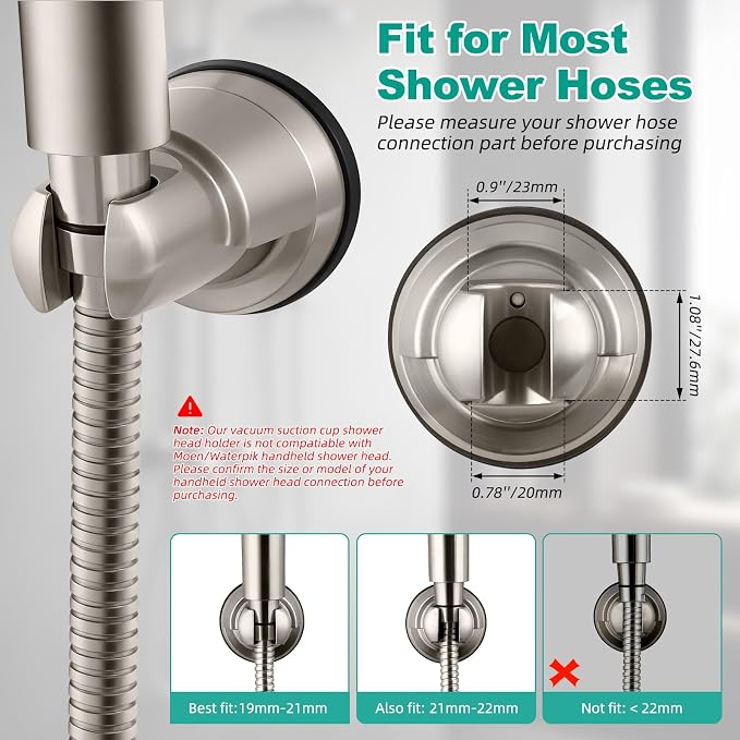 Hibbent Vacuum Suction Cup Shower Head Holder, Removable Shower Head Bracket - Image 3