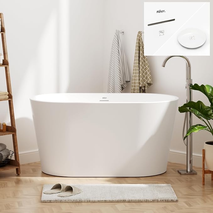 FerdY Shangri-La 47" Acrylic Freestanding Bathtub, Small Classic Oval Shape by FerdY