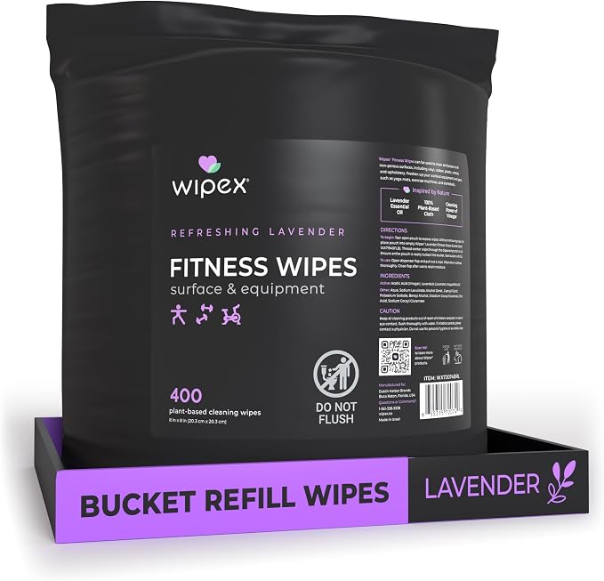 Wipex Gym Wipes Bucket Refill – Plant-based Fitness Equipment Wipes, Lavender by Wipex