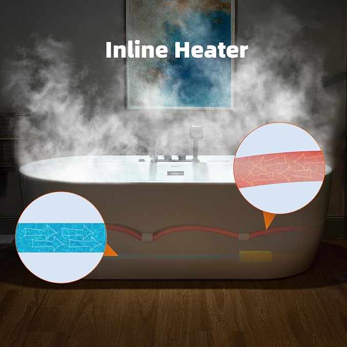 WOODBRIDGE 72" x 35-3/8" Whirlpool and Air Bath Heated Soaking Combination Tub - Image 9