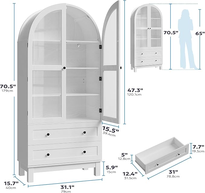 71" Tall Arched Kitchen Pantry, Kitchens Pantry Storage Cabinet - Image 2