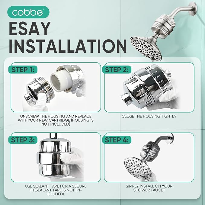 Cobbe HD HEAVY DUTY High Output Shower Filter 2 Pack – 99% REMOVAL Shower Head - Image 9