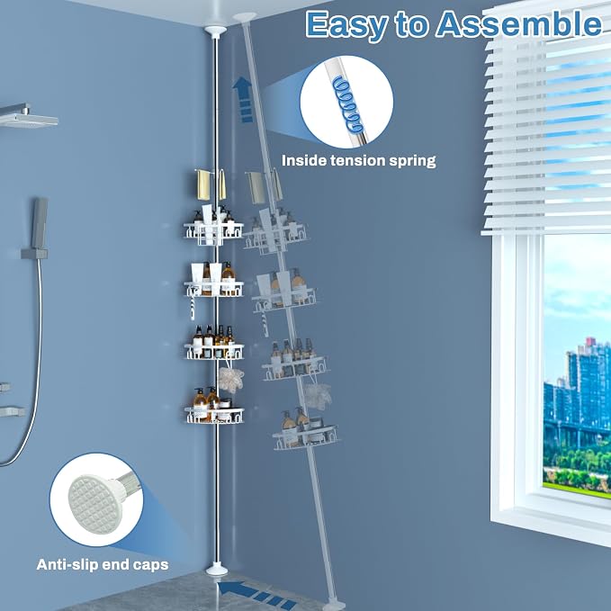 Rustproof Shower Corner Caddy Shelf - Image 7