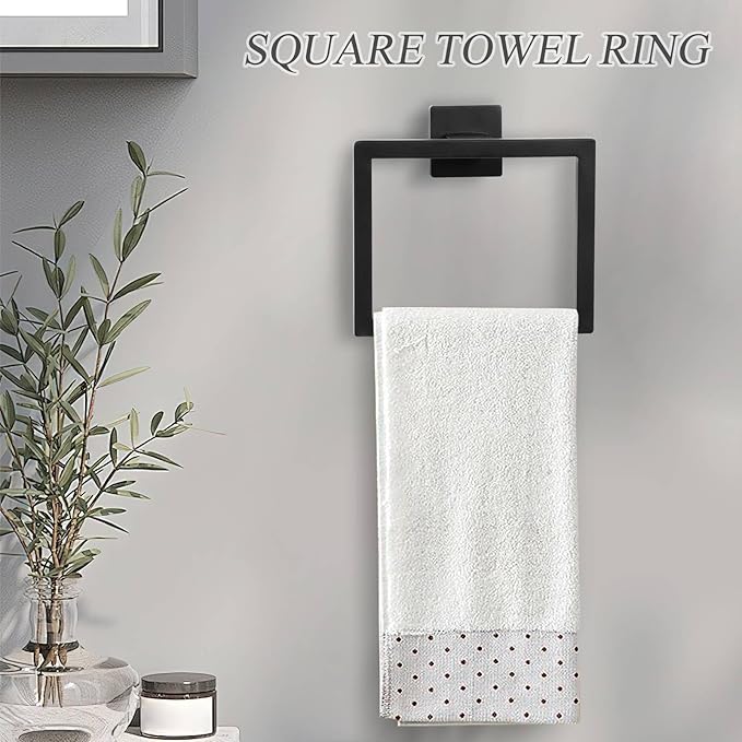10 Pieces Black Towel Bar Set Bathroom Hardware Accessories Set Upgraded Toilet - Image 4