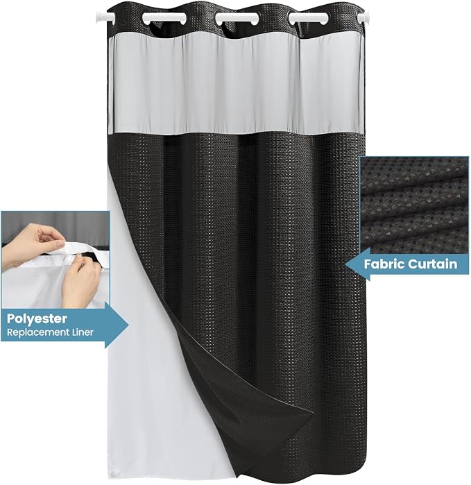 Black Stall Shower Curtain - Image 4