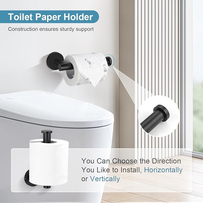 TQKAG Matte Black Bathroom Hardware Accessories Set 10-Pieces, Premium SUS304 - Image 5