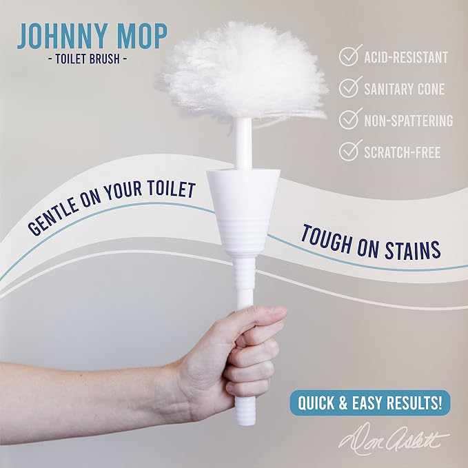 Don Aslett Johnny Mop | Set of 2 Toilet Brushes | 14" Handle to Easily Clean - Image 3