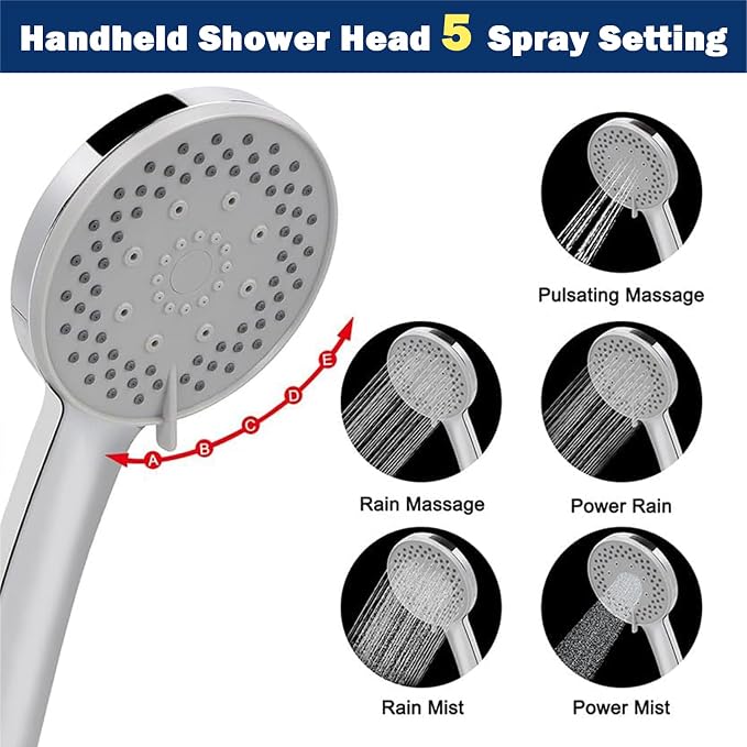 NearMoon Filtered Shower Head, High Pressure 8″Round Rain Shower and 5 settings - Image 5