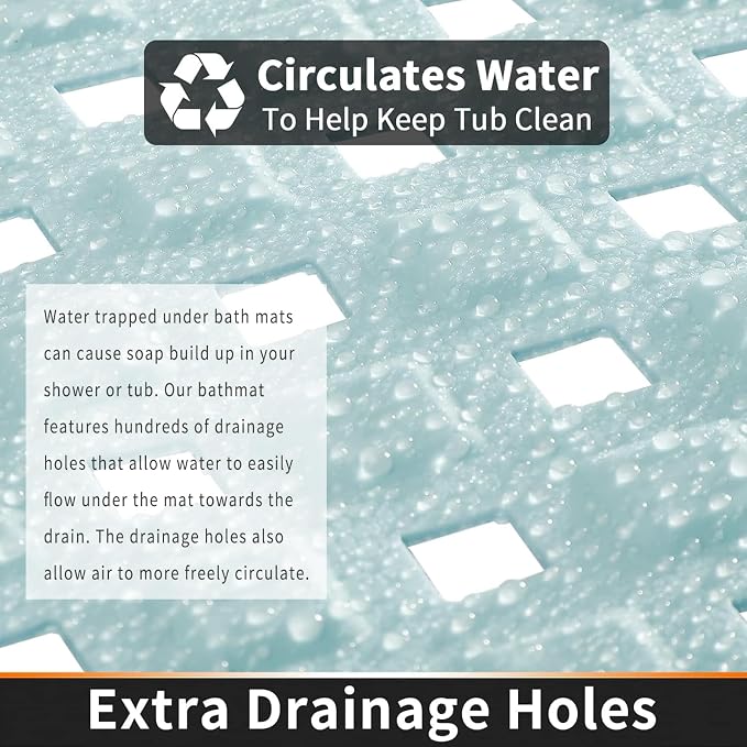 Yimobra Non Slip Bath Mat, Super Strong Suction Cups, 34.5"x15.5"Long Tub Mat - Image 2