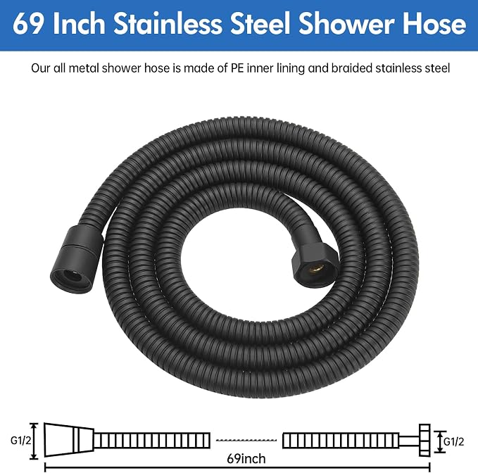 RUMOSE 69 inches Shower Hose Shower Head Extension Hose Extra Long Stainless - Image 6