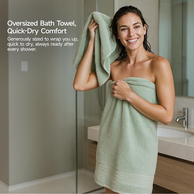 REDKISS Green Towel Set of 8-100% Cotton Luxury Bath Towels Set - Image 7