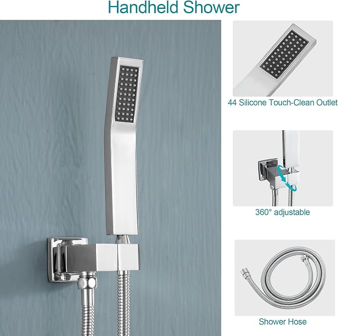 Lordear 10 Inch Shower Head Faucet Wall Mounted Chrome Polished Rainfall Shower - Image 7