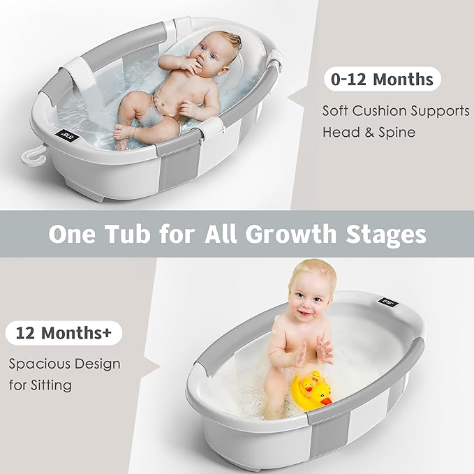 Collapsible Baby Bathtub for Newborn to Toddler 0-36 Months, Spacious Foldable - Image 2