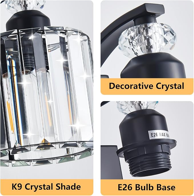 4-Light Black Bathroom Light Fixture Modern Vanity Lights Over Mirror Vintage - Image 5