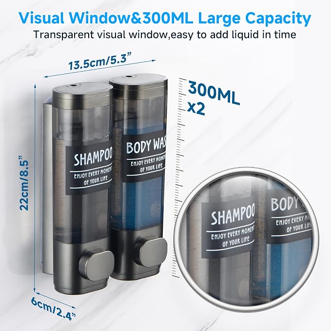 Shampoo and Conditioner Dispenser, GlintGath Shower Dispenser 2 Chamber No - Image 5