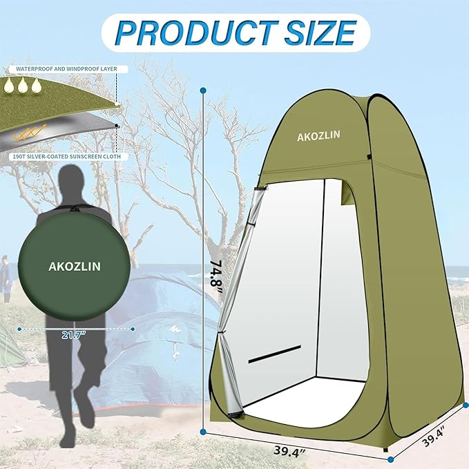 AKOZLIN Portable Pop Up Shower Tent Instant Privacy Dressing Changing Tent - Image 2