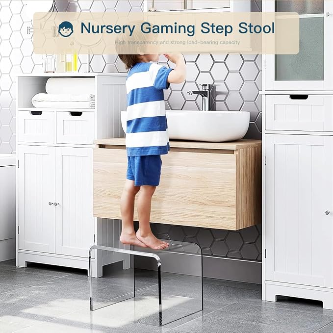 Acrylic 13.4 Inches Small Kids' Step Toilet Stool Set of 2, Seating and Placing - Image 7