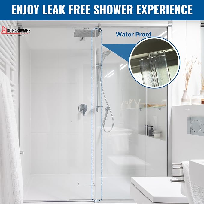 KC Hardware 85 Inch Frameless Shower Door Side Seal Strip, H-Type Glass Shower - Image 8