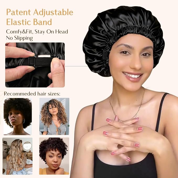 YANIBEST Adjustable Satin Bonnet Double Layer Hair Bonnet - Image 3