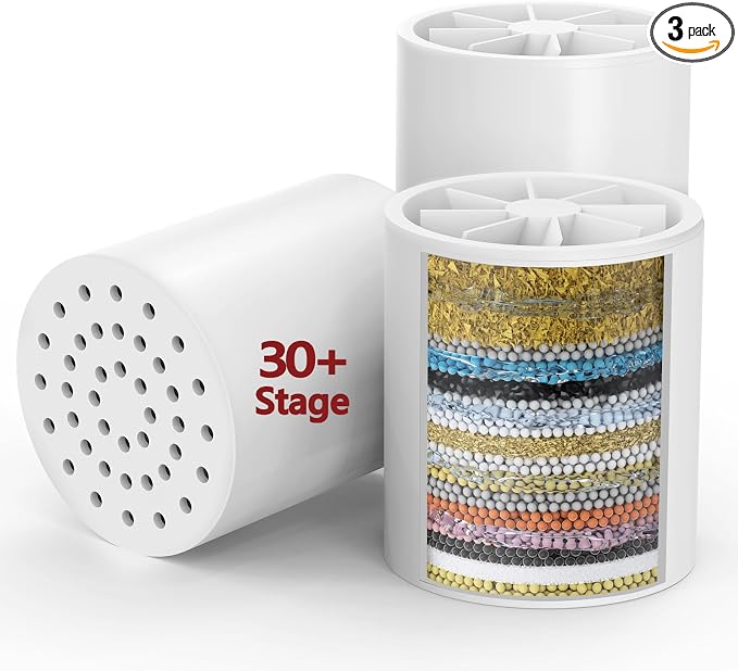 3 Pack 33 Stage Universal Shower Filter Replacement Cartridge V+C+E- Hard Water by DesignedforaSpa-LikeShower