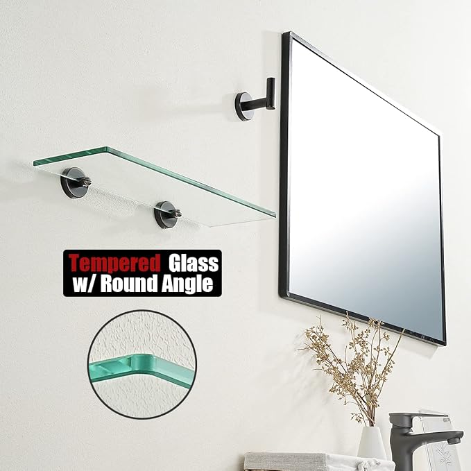 JQK Bathroom Glass Shelf Oil Rubbed Bronze, Tempered Glass Shower Storage 14 by - Image 6