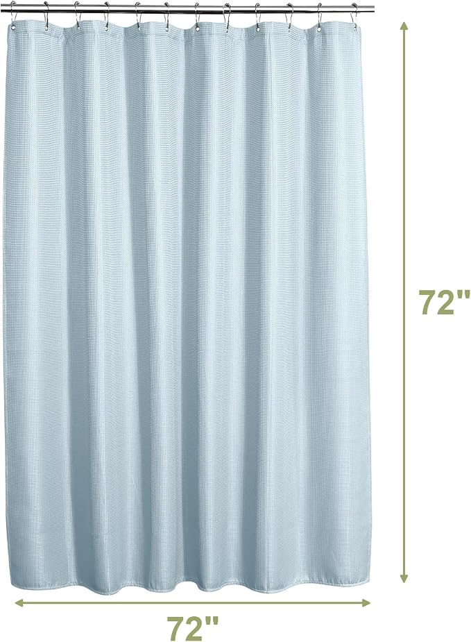 AmazerBath Fog Blue Shower Curtain Waffle Textured, Fabric Shower Curtain Misty - Image 9