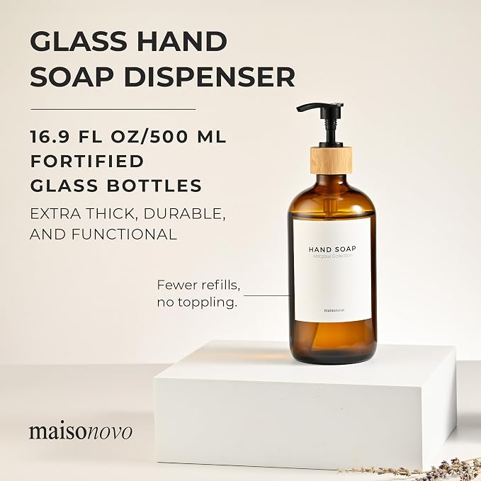 MaisoNovo Glass Hand Soap Dispenser | Dish Soap Dispenser - Image 2