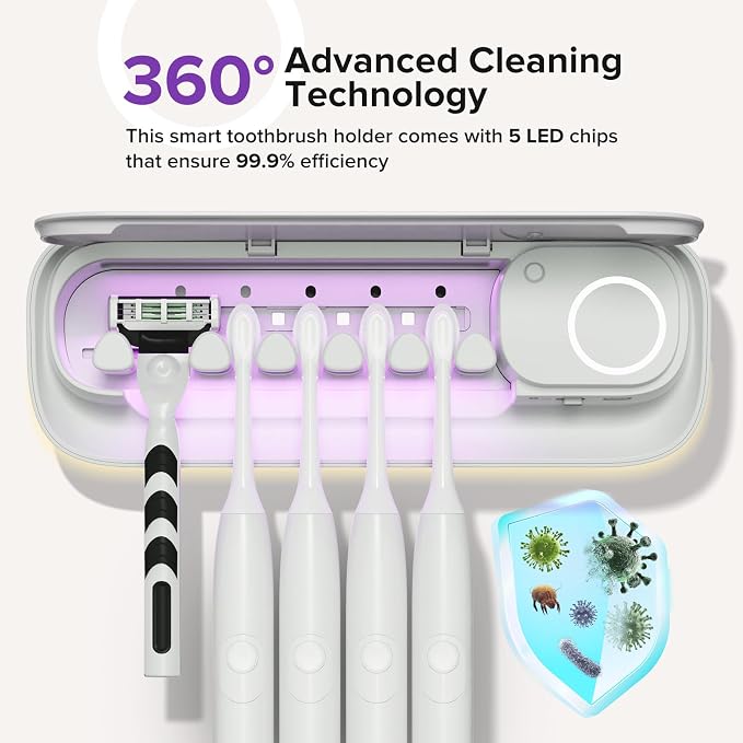 Toothbrush Sanitizer Holder for Bathrooms, 5 Slots Toothbrush Sanitizer and - Image 3