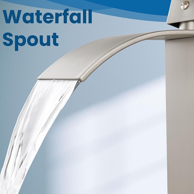 Airuida Waterfall Bathroom Faucet Brushed Nickel Single Handle Single Hole - Image 8