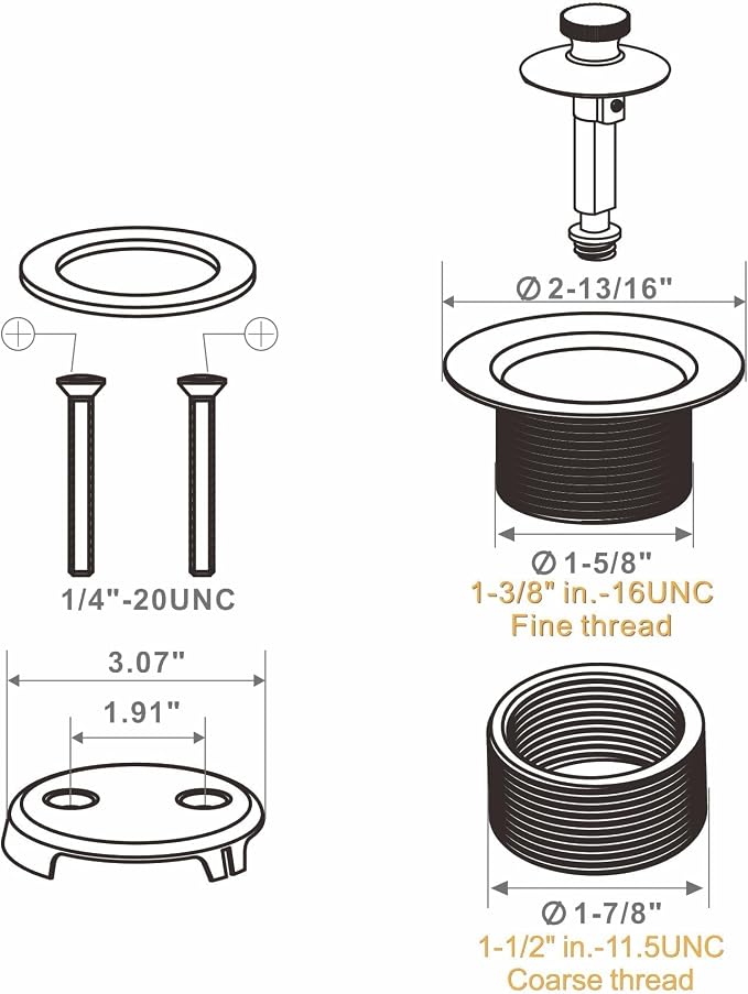 Black Bathtub Tub Drain Conversion Kit Assembly, Wellup Lift and Turn Twist Tub - Image 4