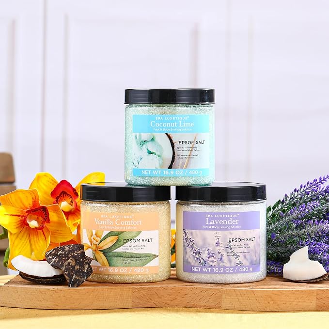 Bath Salts for Soaking, Spa Luxetique Epsom Salts Gifts Set for Women, 3.17lbs - Image 4