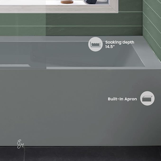 Voltaire 60" x 32" Left-Hand Drain Alcove Bathtub - Image 4