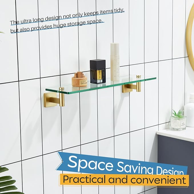 KOKOSIRI Wall Shelves Floating Shelf 20-Inch Stainless Steel Bathroom Hardware - Image 6