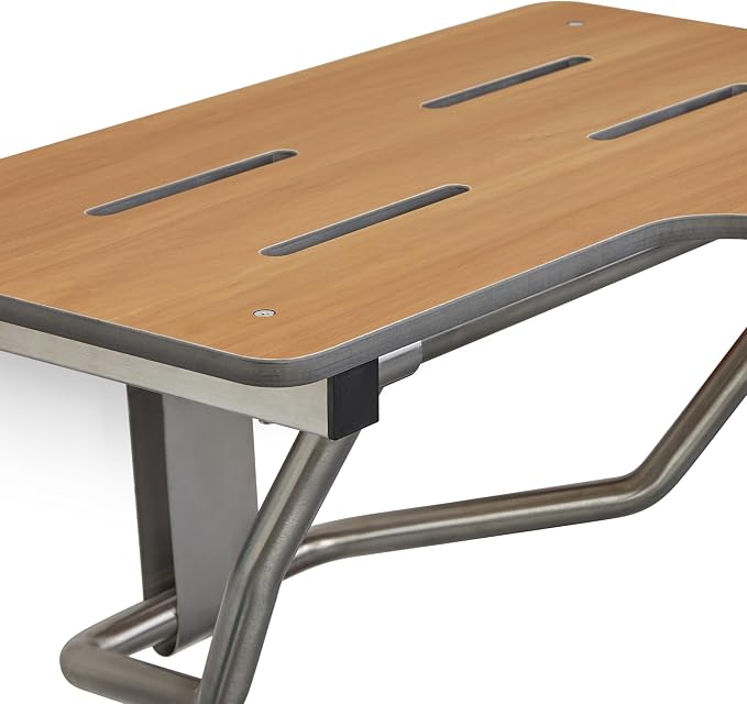 Seachrome 28" x 22.5” Teak Reversible Folding Transfer Tub/Shower Seat - Image 3