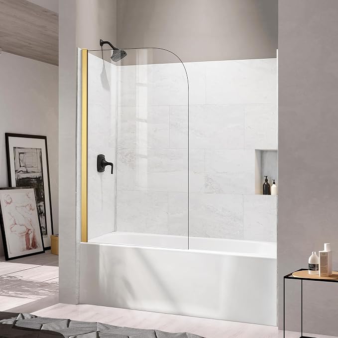 Shower Glass Panel 24" W x 62" H Frameless Bathtub Door Single Fixed Shower by STADREAM