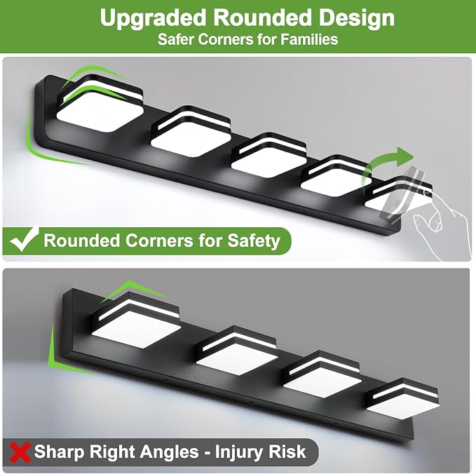 360° Rotate LED Dimmable Bathroom Vanity Light Fixtures, 2100LM Acrylic Matte - Image 6