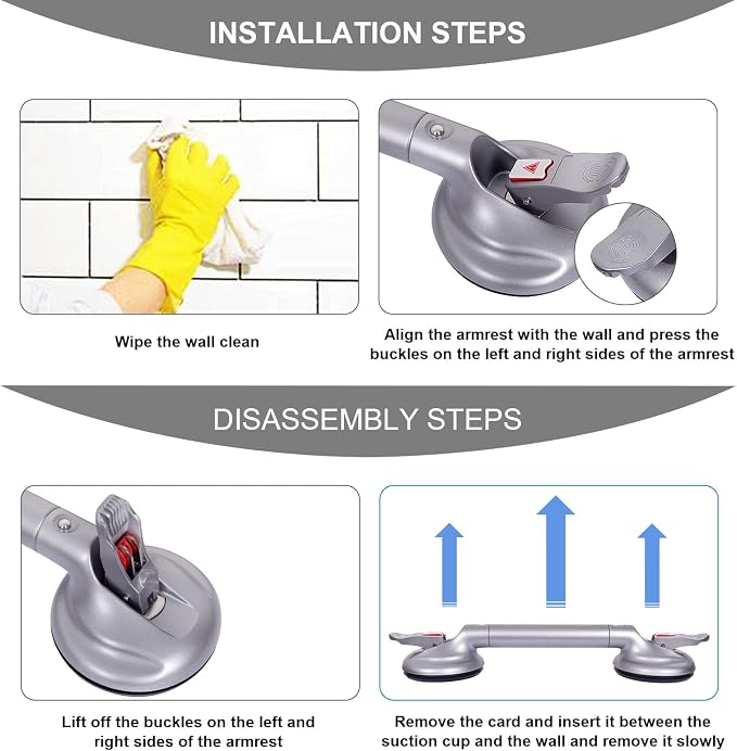 19inch Shower Suction Grab Bar, Portable Shower Handle Bar Suction Grip Bar - Image 4