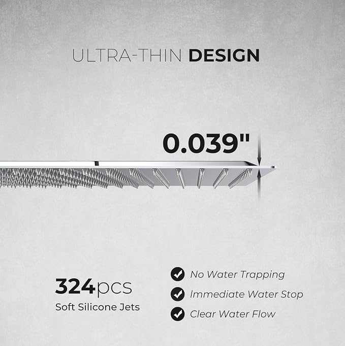16inch Rainfall Shower Head, Ultra Thin 304 Stainless Steel High Flow Square - Image 9