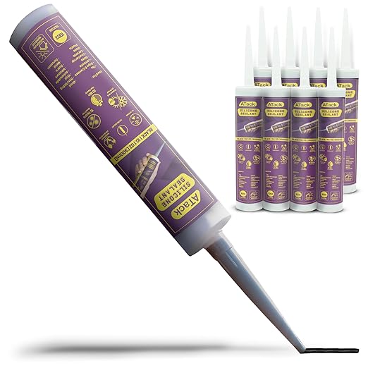 ATack Black Silicone Sealant Caulk 10.1oz 100% Waterproof by ATack