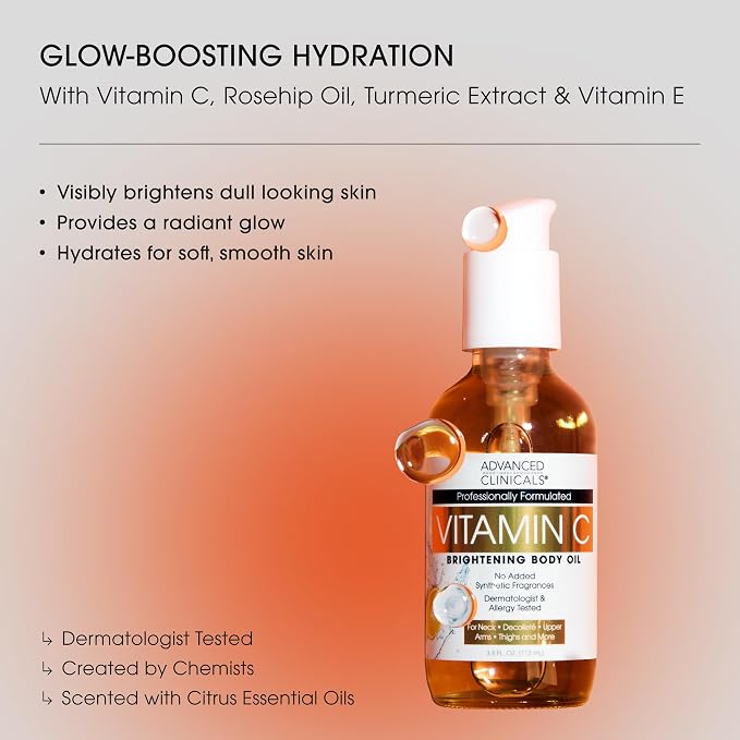 Advanced Clinicals Collagen Body Oil + Vitamin C Brightening Body Oil - Image 3
