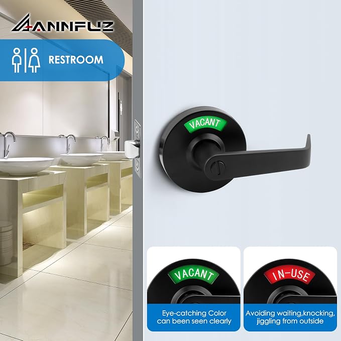 Vacant Occupied Bathroom Door Handle Lock, Privacy Lever - Image 6