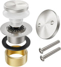 Brushed Nickel Bathtub Drain Stopper and Overflow Kit, Solid Brass Tip-Toe Bath by Yaseingoo