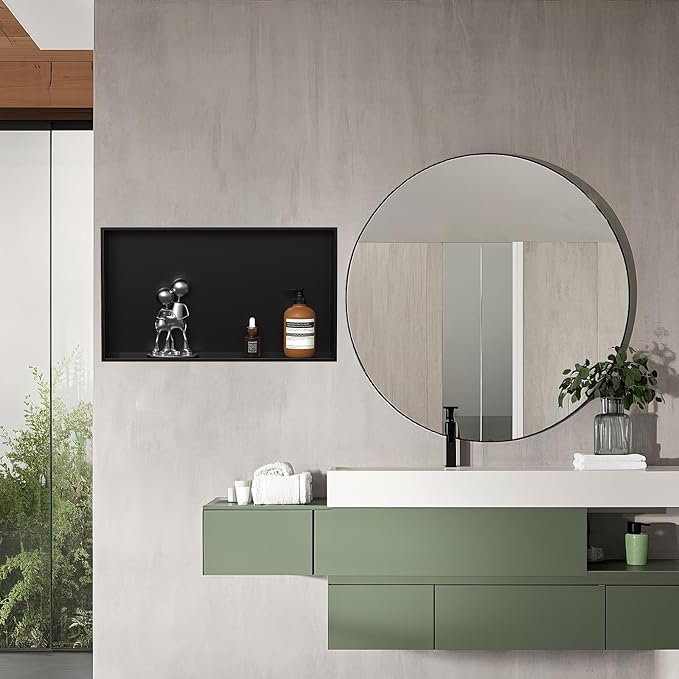 Homevacious Shower Niche 28" X 16" Stainless Steel No Tile Needed Matte Black - Image 2
