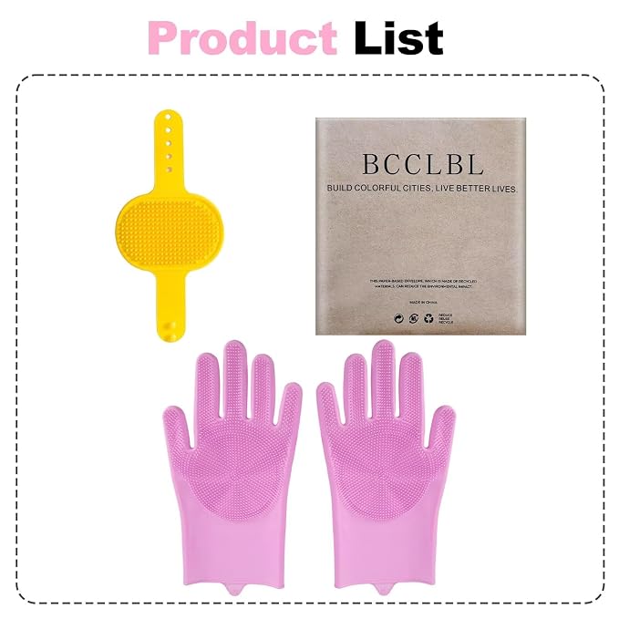 2-in-1 Pet Grooming Gloves and Brush, Dog and Cat Bath Scrubber Silicone Gloves - Image 8