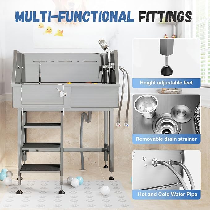 Albott 34 in 304 Stainless Steel Dog Washing Station – Professional Pet Bathtub - Image 5