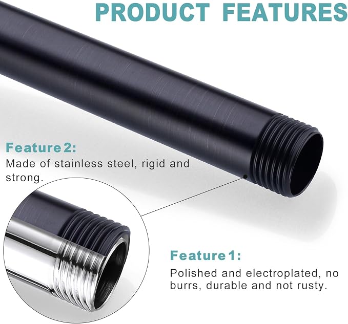 BESTILL 8 Inch Ceiling Mount Rain Shower Head Arm and Flange, Oil Rubbed Bronze - Image 4